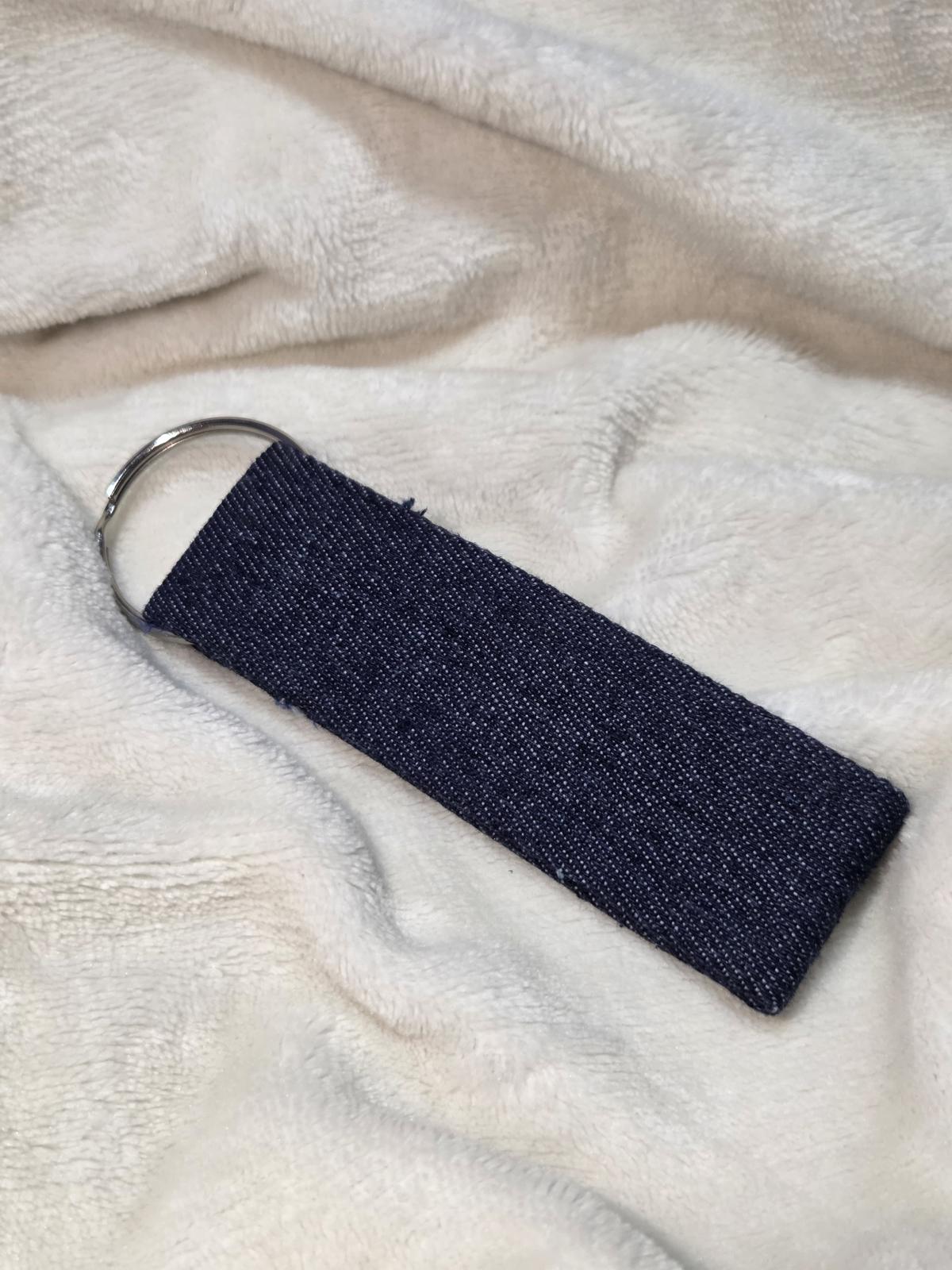 Midnight wash reclaimed denim keychain base