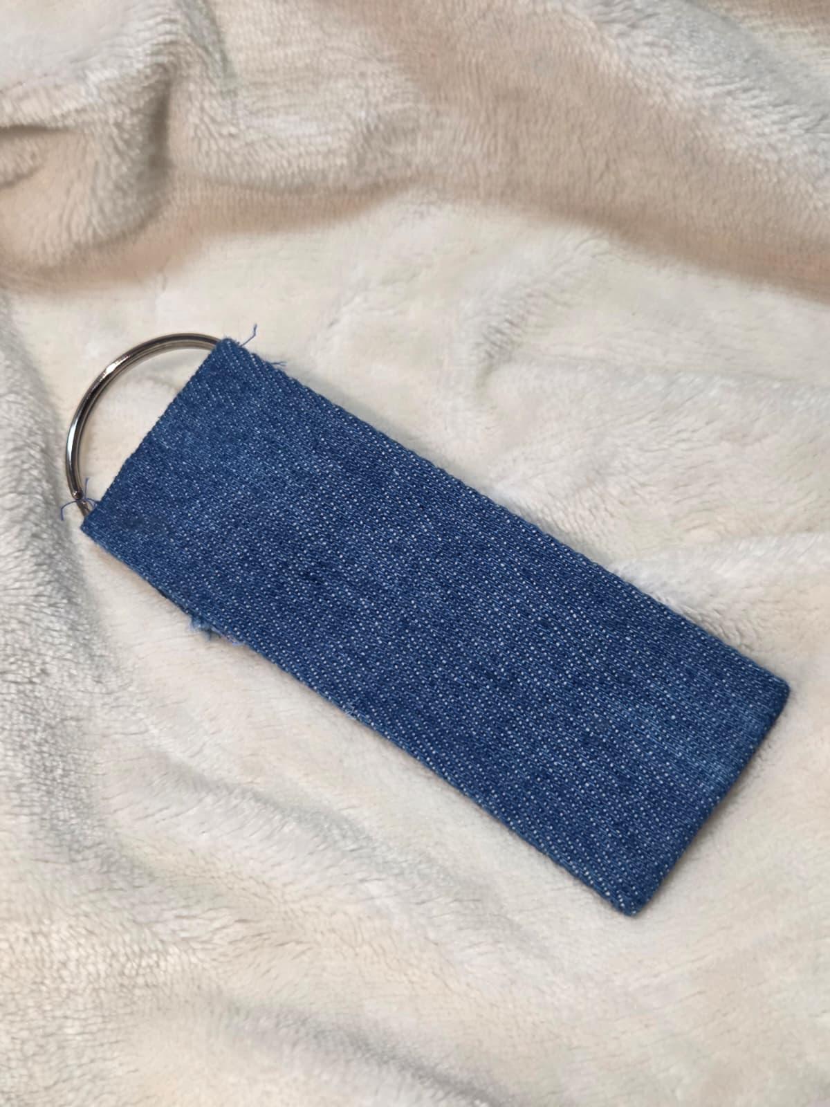 Classic blue reclaimed denim keychain base